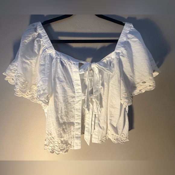 NWT AE Tie Back Eyelet Crop Top - women’s large - Picture 11 of 14